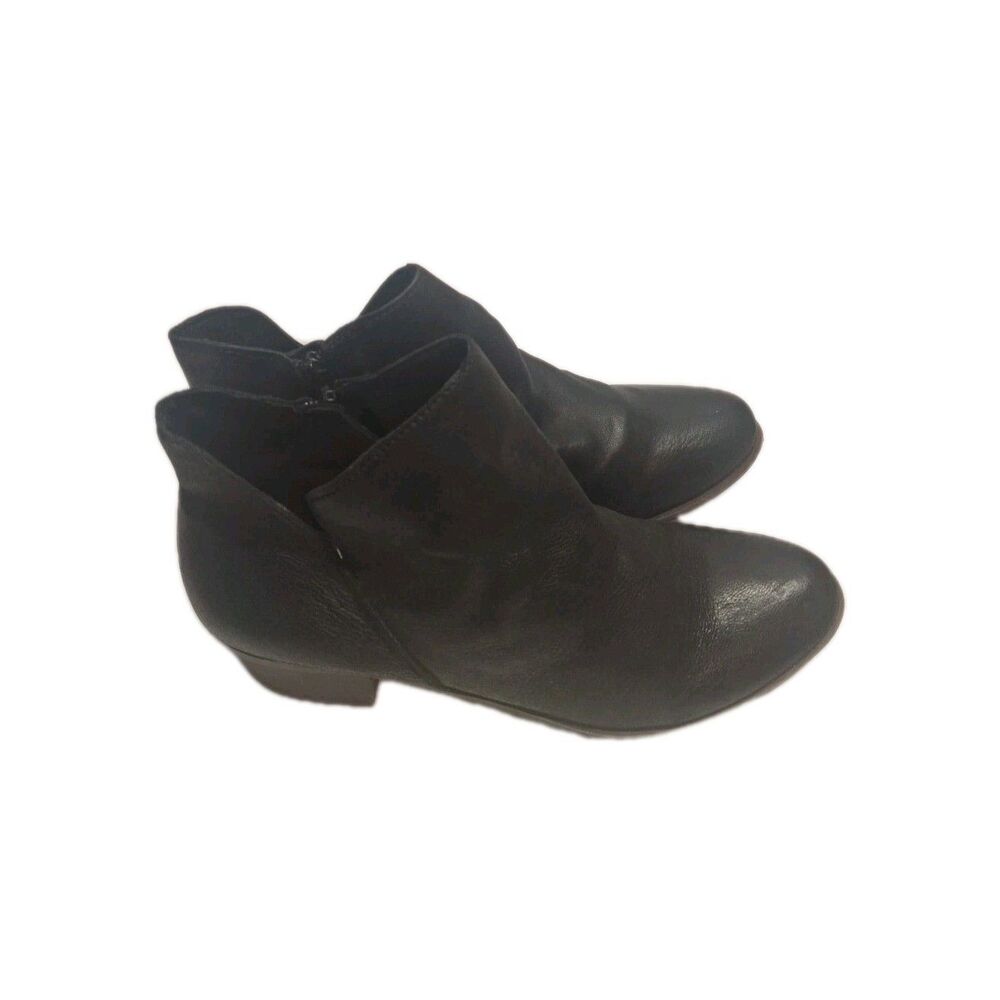 Lucky Brand Women's Basel  Zip Black Leather Ankle Boots Size 9.5 M